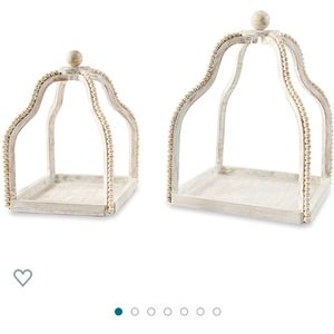 Wood beaded Candle lantern set